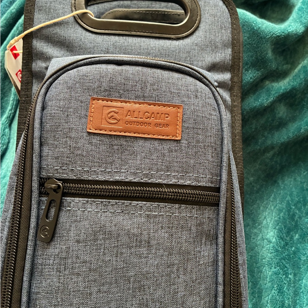 Gray and Black Travel Bag wine bottle carrier
